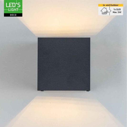 Lumo Cube Antraciet - Wandarmatuur zonder lichtbron - Excl 1xG9 - IP65
