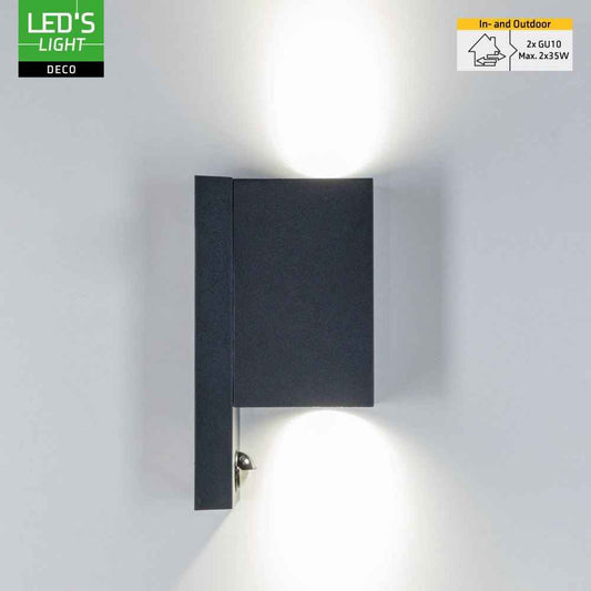 NØRD Up&Down Sensor - Aluminum - Wandarmatuur - 2xGU10 - Zwart