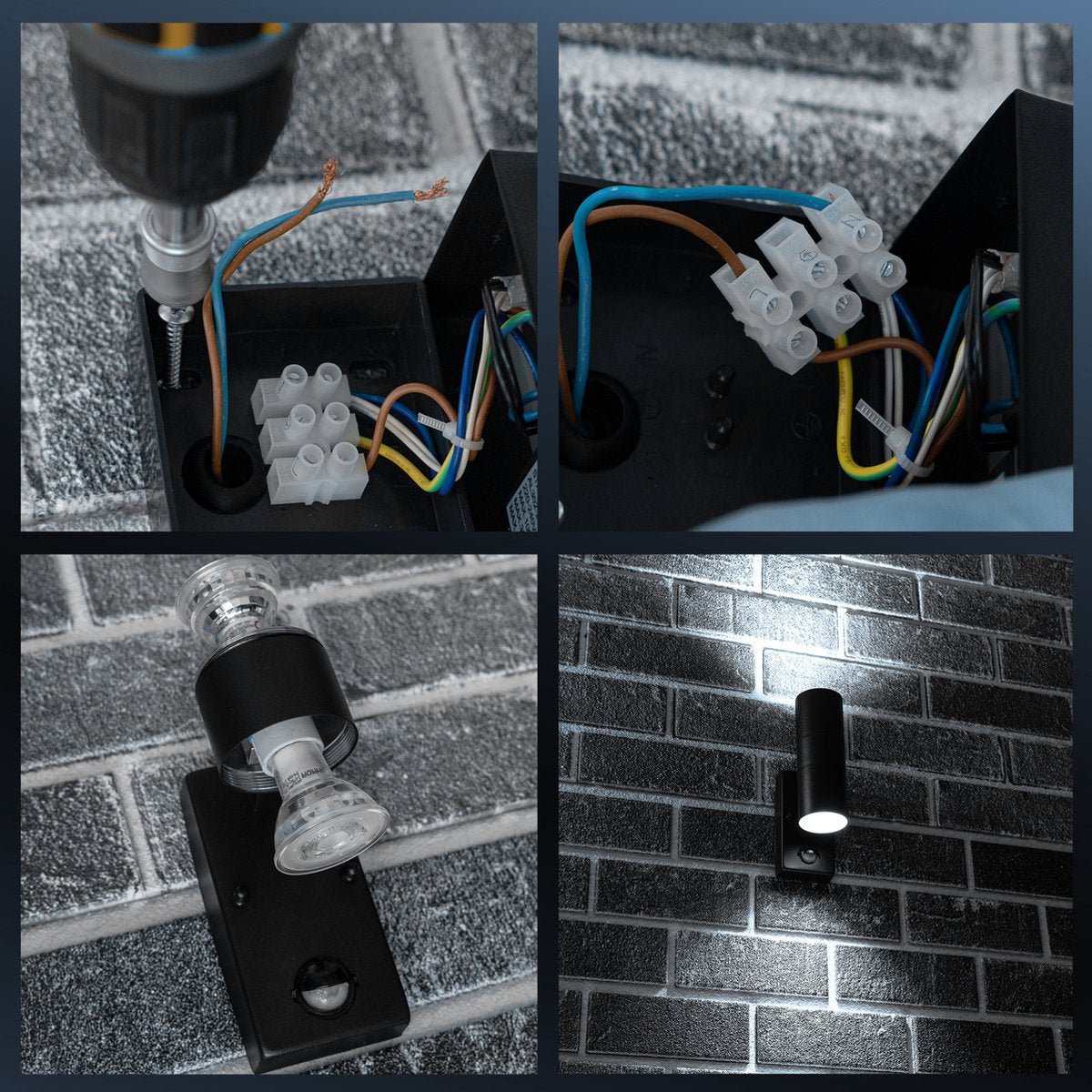 LED's Light RVS LED Buitenlamp met Bewegingssensor - 2 lichts up & down - IP44 - Zwart