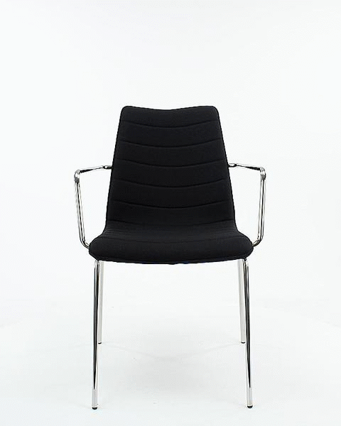 Workliving Eetkamerstoel / Vergaderstoel met Armleuning - Zwart Mirage - Chroom onderstel -