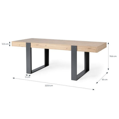 Dining table - Craftsman oak and Shadow Grey decor - L 223.9 x D 93 x H 78.6 cm - LOFT