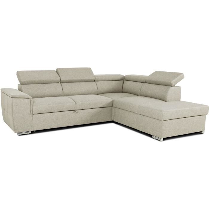 CASAPY DAYTONA Reversible hoekbank met commode - 5 plaatsen - Beige stof - 260 x 77 / 94 x 216 cm - Furniture > Benches