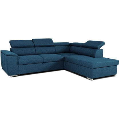 CASAPY DAYTONA Reversible hoekbank met commode - 5 plaatsen - Blauwe stof - 260 x 94 x 216 cm - Furniture > Benches