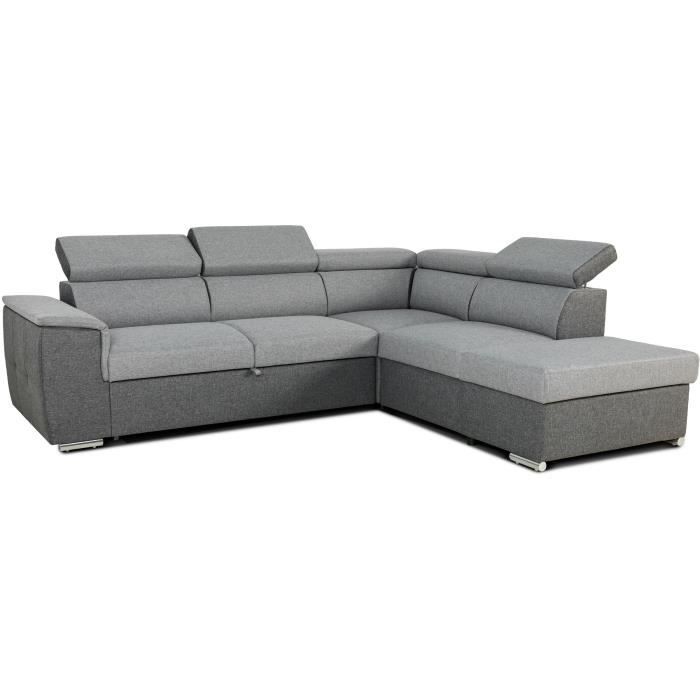 CASAPY DAYTONA Reversible hoekbank - 5 plaatsen - Grijze en antraciet stof - 260 x 77 / 94 x 216 cm - Furniture > Benches
