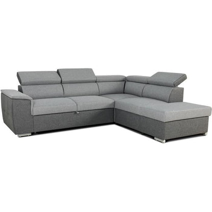 CASAPY DAYTONA Reversible hoekbank - 5 plaatsen - Grijze en antraciet stof - 260 x 77 / 94 x 216 cm - Furniture > Benches