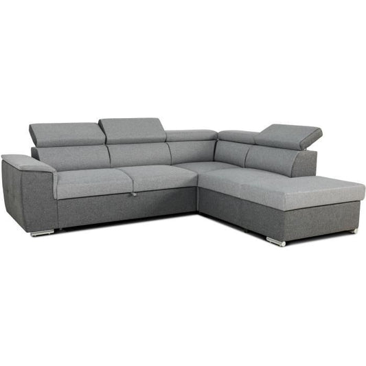 CASAPY DAYTONA Reversible hoekbank - 5 plaatsen - Grijze en antraciet stof - 260 x 77 / 94 x 216 cm - Furniture > Benches