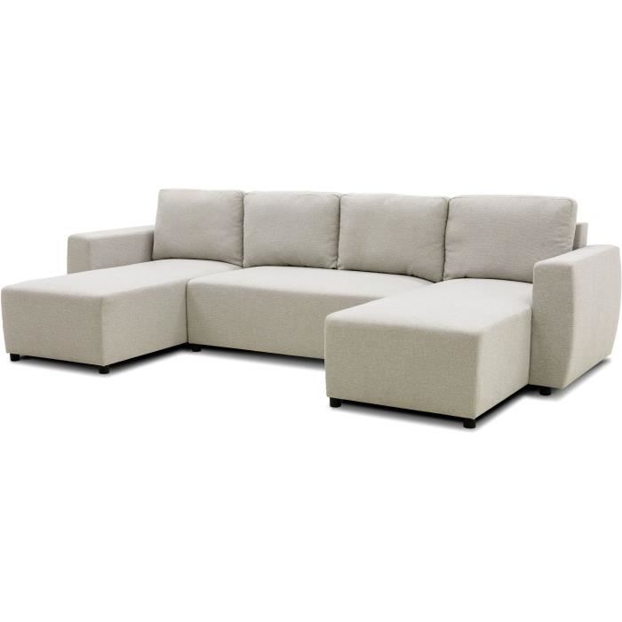 CASAPY PHARELL 5/6-zits panoramische converteerbare hoekbank - Beige stof - Opbergdoos - L297 x D155 x H71/85 cm - Furniture > Benches
