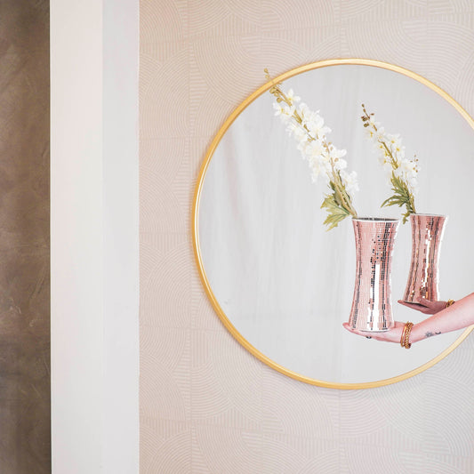 Housevitamin Vaas - Disco - Glas - Roségoud - 12,5x12,5x30cm - Home & Garden > Decor > Vases