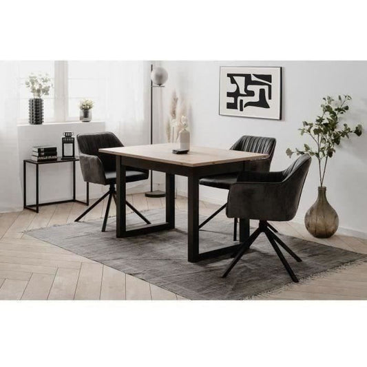 DENVER Denver 80B uitschuifbare tafel - 120-160 x 75 x 80 cm - Artisan eiken / antraciet decor - 1 verlengstuk van 40 cm inbegrepen - 8 personen -