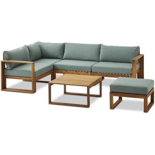 BOCARNEA FSC Acacia houten tuinmeubelset - 5 personen - Levata - Groen-blauw -