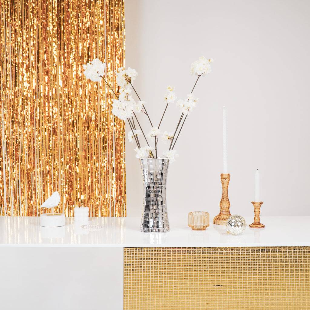 Housevitamin Vaas - Disco - Glas - Zilver - 12,5x12,5x30cm - Home & Garden > Decor > Vases