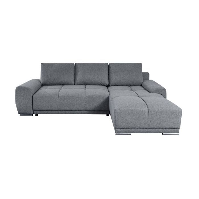 LOUNGITUDE CABELLO converteerbare hoekbank in grijze stof - LOUNGITUDE - Rechte hoek - Occasioneel - 140 x 210 cm - Furniture > Benches