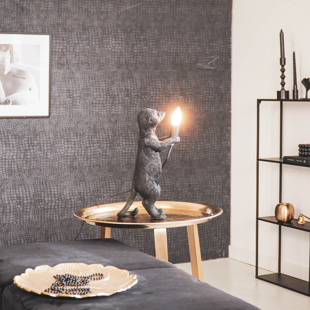 Housevitamin Tafellamp - Stokstaartje - Polyresin - Zwart - E27 - 15x10x38cm - Home & Garden > Decor