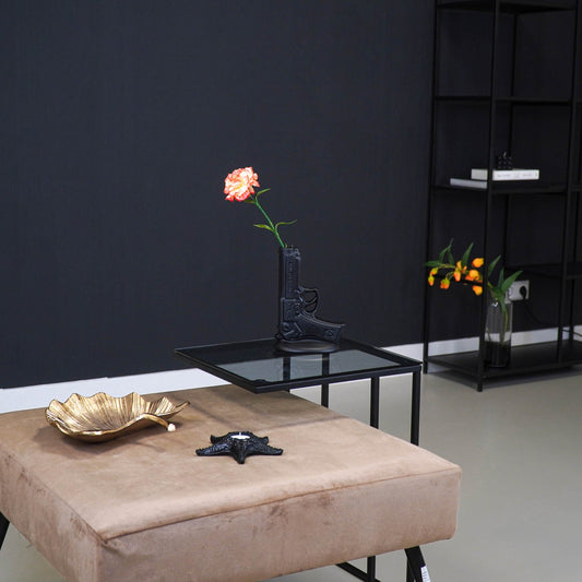 Housevitamin Vaas - Geweer - Keramiek - Zwart - 15x9x23cm - Home & Garden > Decor > Vases