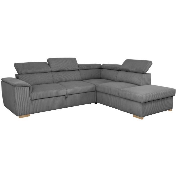 AUCUNE DAYTONA Omkeerbare hoekbank - 5 zitplaatsen - Stof Lincoln Antraciet - Opbergruimte - 260 x 216 x 94 cm - Furniture > Benches
