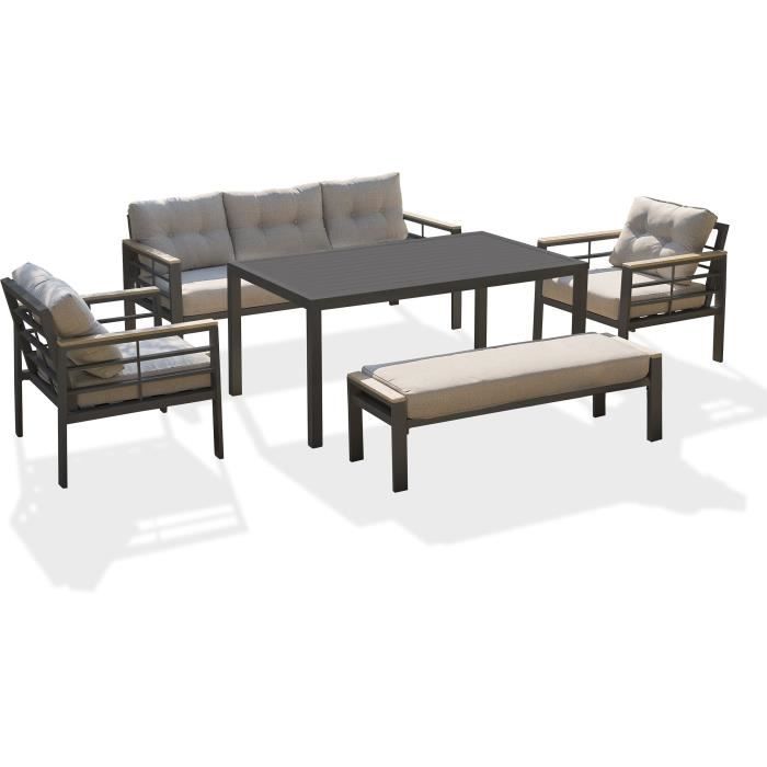 DCB GARDEN Tuinmeubelen - Antracietgrijs - Aluminium - 7 zit plaatsen - CAYENNE - DCB GARDEN -