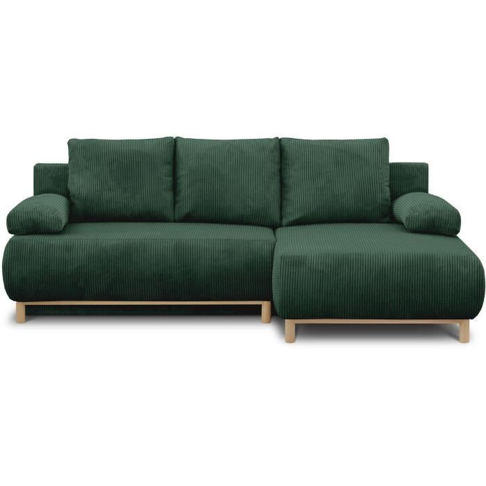 MIKA MIKA hoekbank rechts - 3-zits - Donkergroene corduroy stof - Opbergvak - 192 x 84 x 93 cm - Furniture > Benches