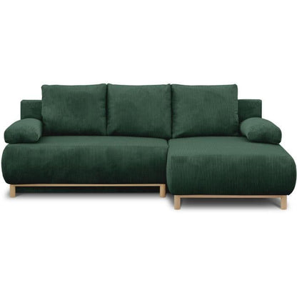 MIKA MIKA hoekbank rechts - 3-zits - Donkergroene corduroy stof - Opbergvak - 192 x 84 x 93 cm - Furniture > Benches