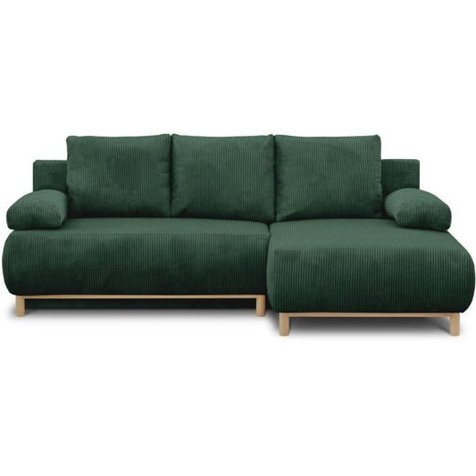 MIKA MIKA hoekbank rechts - 3-zits - Donkergroene corduroy stof - Opbergvak - 192 x 84 x 93 cm - Furniture > Benches