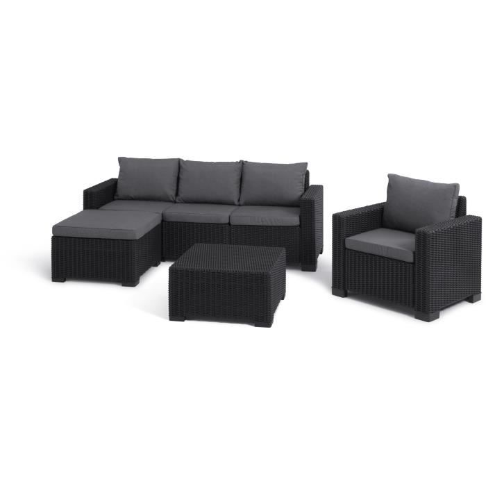 ALLIBERT by KETER Tuinmeubelen - In gevlochten imitatiehars van rattan - Allibert door Keter - 5 personen - Moorea - Grijs Grafiet -