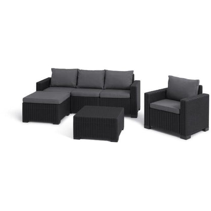 ALLIBERT by KETER Tuinmeubelen - In gevlochten imitatiehars van rattan - Allibert door Keter - 5 personen - Moorea - Grijs Grafiet -