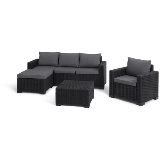 ALLIBERT by KETER Tuinmeubelen - In gevlochten imitatiehars van rattan - Allibert door Keter - 5 personen - Moorea - Grijs Grafiet -