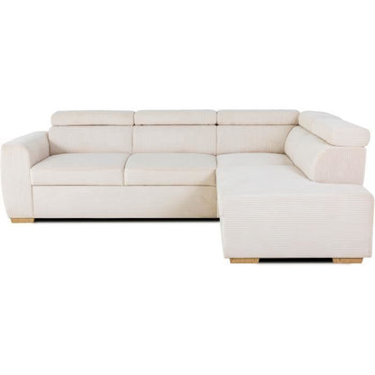 CASAPY KELIO Omkeerbare hoekbank - 4 plaatsen - Beige ribfluweel stof - 245 x 184 x 87cm - Furniture > Benches