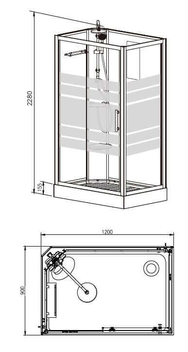 Thermo Complete Douchecabine Wiesbaden 120x90x218 cm 5 mm (Links)