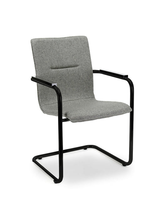 Workliving Werkwoon Vergaderstoel X6 - Sledeframe - Wolvilt Fenice 602 middengrijs - frame zwart - Furniture > Chairs