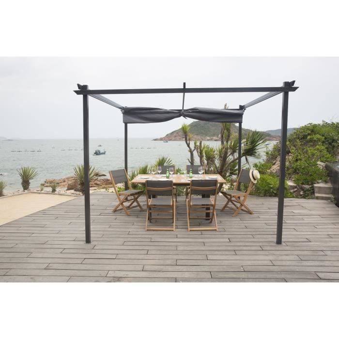 KIBA pergola with roll roof - Gray - 3 x 3 m