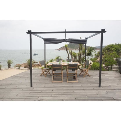 KIBA pergola with roll roof - Gray - 3 x 3 m