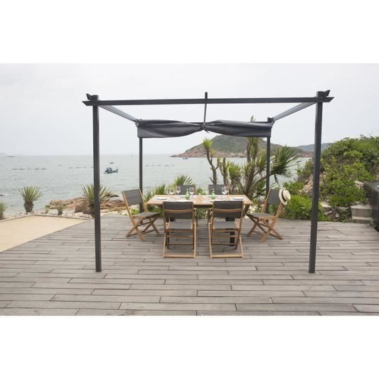 KIBA pergola with roll roof - Gray - 3 x 3 m