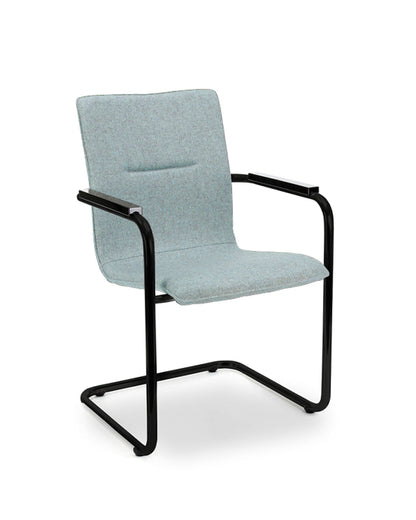 Workliving Werkwoon Vergaderstoel X6 - Sledeframe - Wolvilt Fenice 351 zachtblauw - frame zwart -