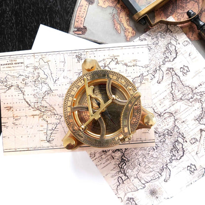 Messing zonnewijzerkompas in antieke stijl | Klassieke nautische decoratie