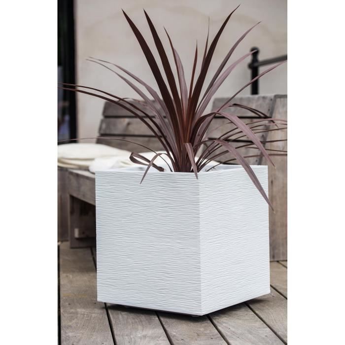EDA PLASTIC EDA Graphit Vierkant bloemblad - 57 L - 49,5 x 49,5 x 49,5 cm - Witte ceruse -