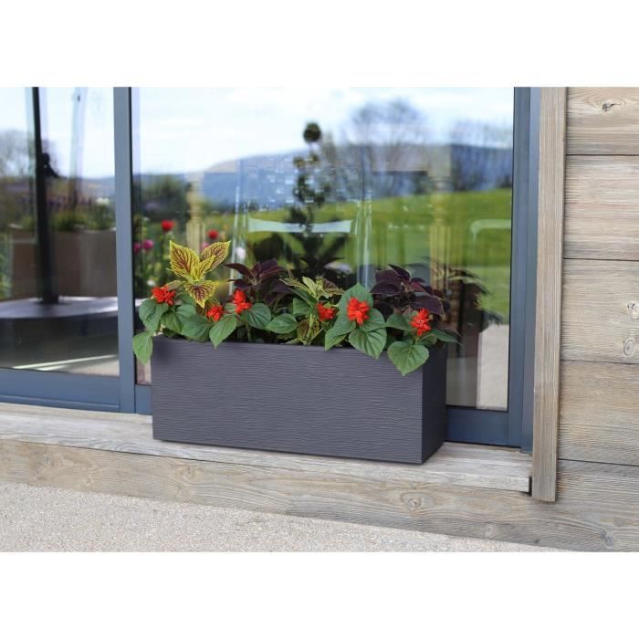 EDA EDA PLASTIC Graphit Up Balkonbak - 25 L - 59 x 19,5 x 22,8 cm - Antraciet Grijs -