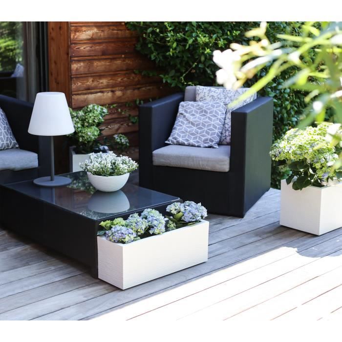 EDA PLASTIC EDA bloempot Graphit Up - 57 L - Afmetingen 79,5 x 29,5 x 29,5 cm - Witte ceruse -