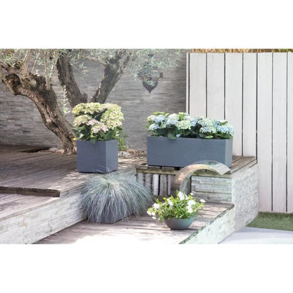 EDA PLASTIC EDA Graphit Up vierkante bloembak - 21 L - 29,5 x 29,5 x 29,5 cm - houtskoolgrijs -