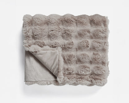 Pom konijnenbont plaid Taupe/Roze 150 x 200