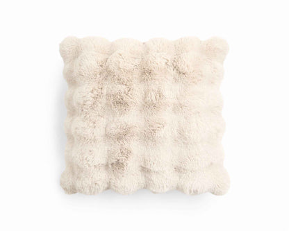 Pom konijnenbont sierkussen beige 50 x 50