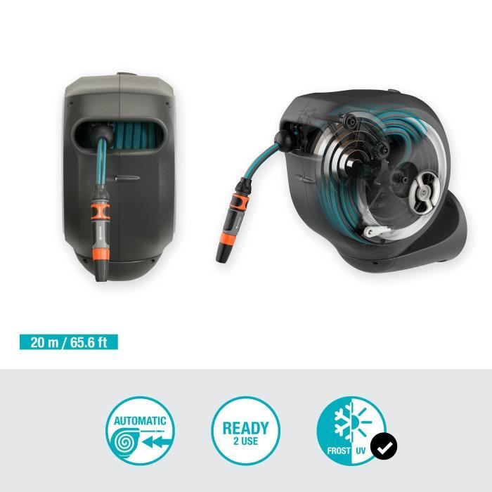 GARDENA Automatic Wall Hose Reel RollUp M 20 m with white edge 