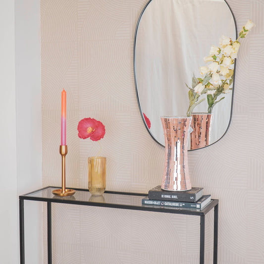 Housevitamin Vaas - Disco - Glas - Roségoud - 12,5x12,5x30cm - Home & Garden > Decor > Vases