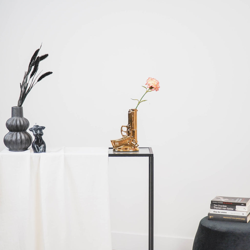 Housevitamin Vaas - Geweer - Keramiek - Goud - 15x9x23cm - Home & Garden > Decor > Vases