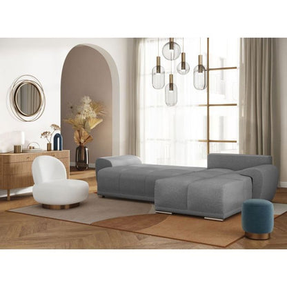LOUNGITUDE CABELLO converteerbare hoekbank in grijze stof - LOUNGITUDE - Rechte hoek - Occasioneel - 140 x 210 cm - Furniture > Benches