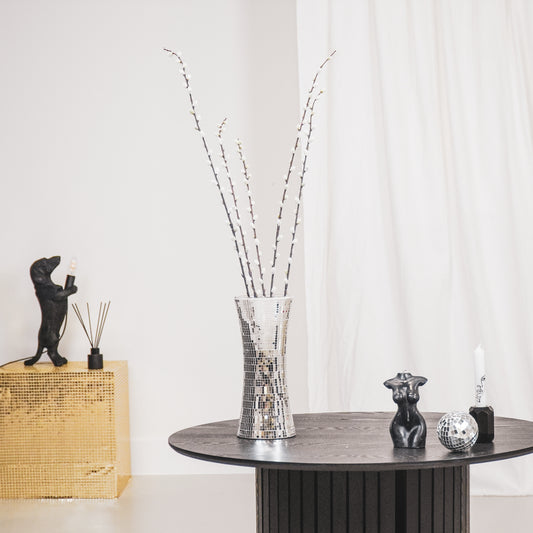 Housevitamin Vaas - Disco - Glas - Zilver - 12,5x12,5x30cm - Home & Garden > Decor > Vases