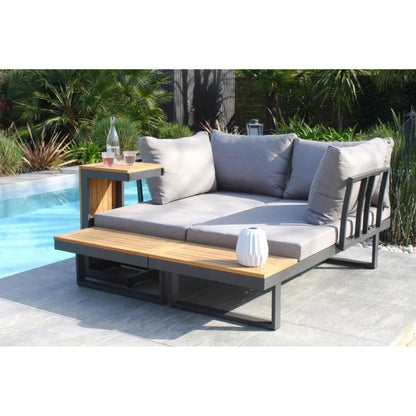 DCB GARDEN Modulaire tuinmeubelen - Aluminium - DCB GARDEN - 4 plaatsen - TOKYO - Antracietgrijs en acaciahout - Uncategorized