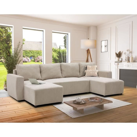 CASAPY PHARELL 5/6-zits panoramische converteerbare hoekbank - Parel corduroy stof - Opbergdoos - L297 x D155 x H71/85 - Furniture > Benches