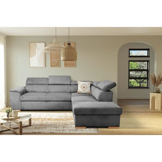 AUCUNE DAYTONA Omkeerbare hoekbank - 5 zitplaatsen - Stof Lincoln Antraciet - Opbergruimte - 260 x 216 x 94 cm - Furniture > Benches