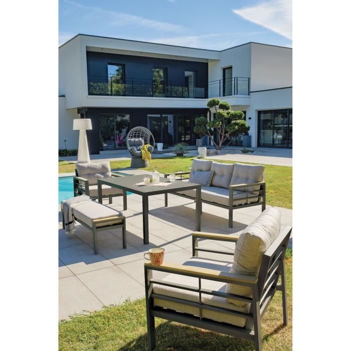 DCB GARDEN Tuinmeubelen - Antracietgrijs - Aluminium - 7 zit plaatsen - CAYENNE - DCB GARDEN -