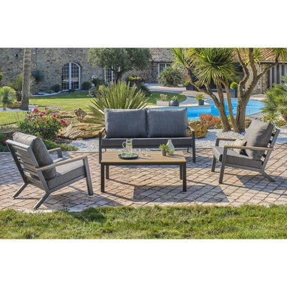 DCB GARDEN Lage tuinmeubelen - Aluminium - DCB GARDEN - 5 plaatsen - Antracietgrijs en polywood - KOMMOS -